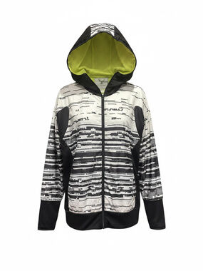 Adidas Zip Up Hooded Jacket Black White Neon Green Size M